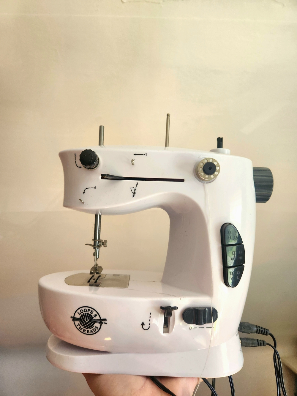 Compact White Sewing Machine - Loops And Threads